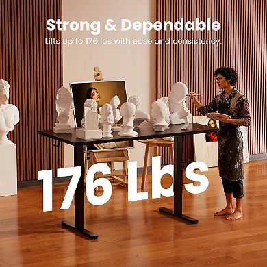 Electric Standing Desk, 47.2x23.6" Black, Memory Settings, Smooth Height Adjustment, Safe Low-VOC