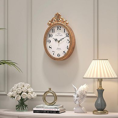 Antique Vintage Oval Silent Wall Clock: Perfect for Farmhouse, Bedroom, Bathroom, Kitchen