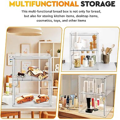 Great Ambitions Pastry Display Case,Bread Box for Kitchen Countertop,4-Layer Adjustable BreadBox