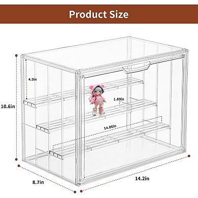 Great Ambitions Clear Acrylic Display Case Upgrade 4 Tier Figure Display Cases with3Movable Dividers