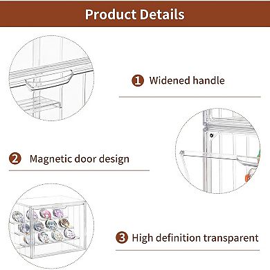 Great Ambitions Clear Acrylic Display Case Upgrade 4 Tier Figure Display Cases with3Movable Dividers
