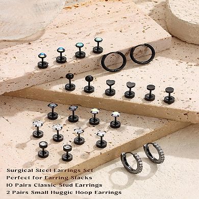 ZUQIETA 20G Steel Flat Backs - Hypoallergenic Earrings for Sensitive Ears