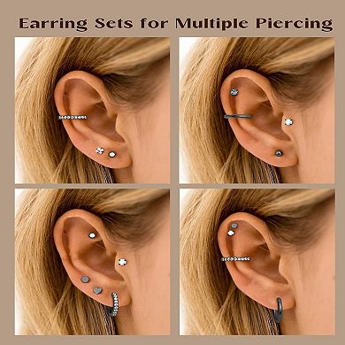 ZUQIETA 20G Steel Flat Backs - Hypoallergenic Earrings for Sensitive Ears