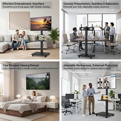 ZUQIETA Pro Mobile TV Stand - Full Tilt/Swivel/Level & Hidden Cable Management for 32-75” TVs