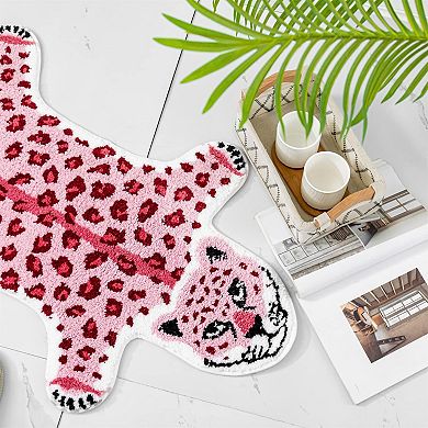 Leopard Animal Bath Mat: Non-Slip, Soft, Cute Design for Bathroom, Bedroom, Kitchen