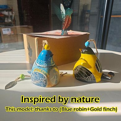 Handmade Ceramic Wind Chime Gift Set with 3D Pop Up Card: Memorial Chimes for Outdoor/Indoor Decor