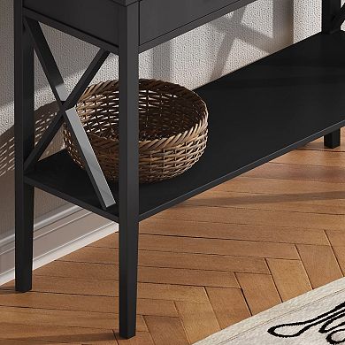Sturdy Narrow Console Table with Drawers for Entryway, Hallway, Living Room