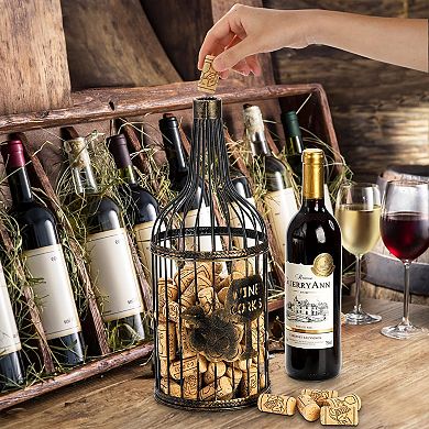 Metal Wine Cork Holder: Rustic Decor for Home, Holds 60 Corks, Perfect Gift