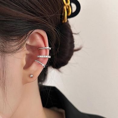 ZUQIETA 3-Piece No-Piercing Ear Cuff Set - Clip On Gold & Silver Cuffs, Unisex Gift