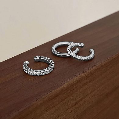 ZUQIETA 3-Piece No-Piercing Ear Cuff Set - Clip On Gold & Silver Cuffs, Unisex Gift