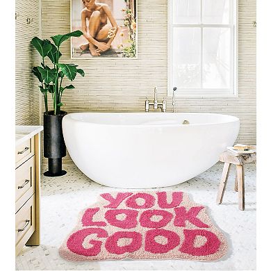 Cute Pink Bathroom Rug with Fun Message: Soft, Non-Slip, Machine Washable, Perfect for Home Decor
