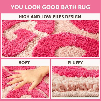 Cute Pink Bathroom Rug with Fun Message: Soft, Non-Slip, Machine Washable, Perfect for Home Decor