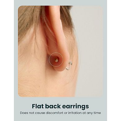 ZUQIETA 6-Pair Hypoallergenic Studs - Surgical Steel Flat Back Earrings for Cartilage
