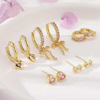 ZUQIETA Luxe CZ Earring Set for Women - 14K Gold Plated Diverse Designs & Gift Ready