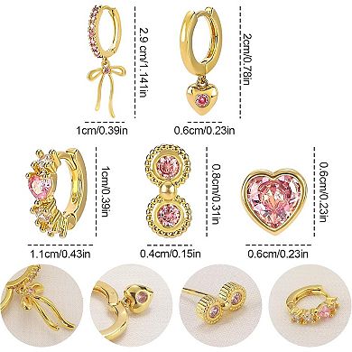 ZUQIETA Luxe CZ Earring Set for Women - 14K Gold Plated Diverse Designs & Gift Ready