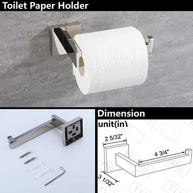 4-Piece Stainless Steel Bathroom Hardware Set: Polished Chrome Towel Bar & Holder