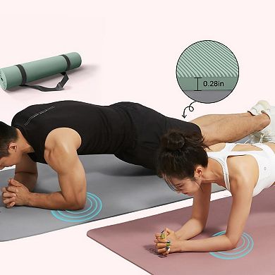 32" Extra Wide 7mm Thick Double-Sided Non-Slip Yoga Mat for Men & Women: Eco-Friendly, Lightweight