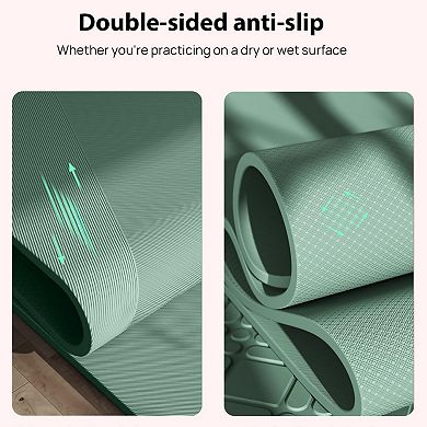 32" Extra Wide 7mm Thick Double-Sided Non-Slip Yoga Mat for Men & Women: Eco-Friendly, Lightweight