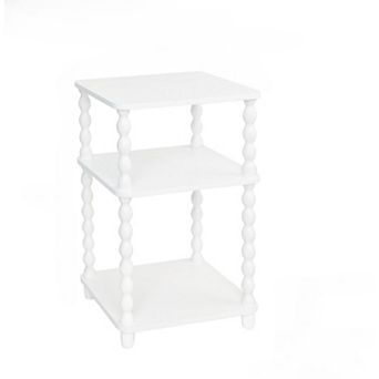 ZUQIETA Small 3 tier End Table-Open Shelf Modern Nightstand for Bedroom&Living Room,White