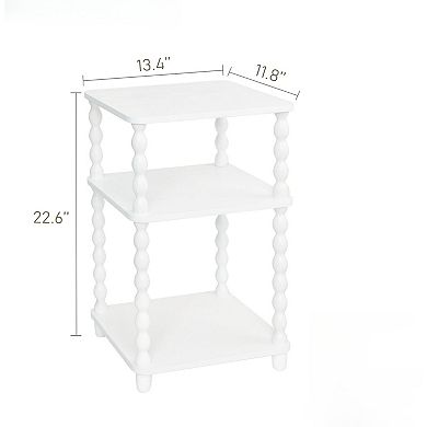 ZUQIETA Small 3-Tier End Table-Open Shelf Modern Nightstand for Bedroom&Living Room,White