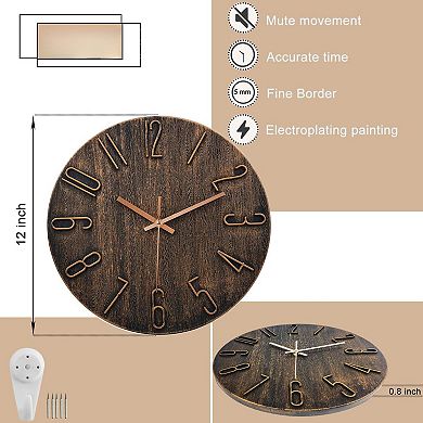 12" Silent Wall Clock with Large Numbers: Modern Design for Offices, Homes, Kitchens
