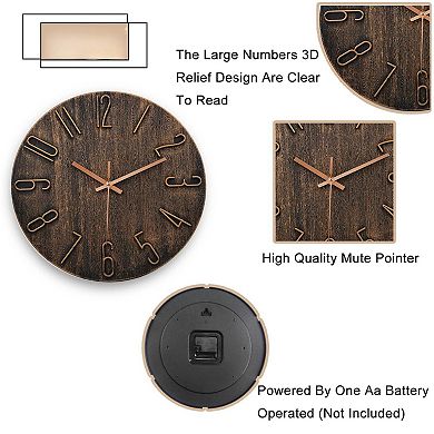 12" Silent Wall Clock with Large Numbers: Modern Design for Offices, Homes, Kitchens