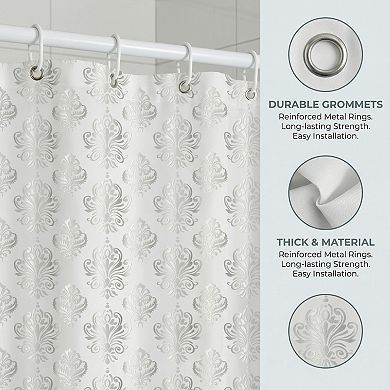Translucent PEVA Shower Curtain Sets, Printed Bath Curtain with 12 Hooks, Elegant Bathroom Decor