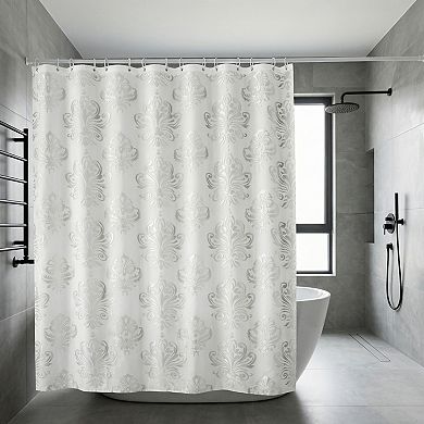 Translucent PEVA Shower Curtain Sets, Printed Bath Curtain with 12 Hooks, Elegant Bathroom Decor