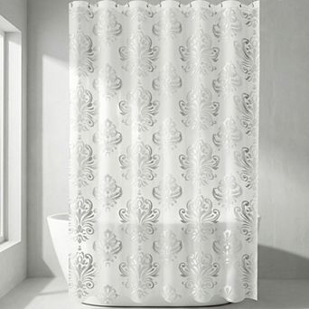 Translucent PEVA Shower Curtain Sets, Printed Bath Curtain with 12 Hooks, Elegant Bathroom Decor