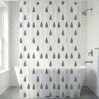 Translucent PEVA Shower Curtain Sets, Printed Bath Curtain with 12 Hooks, Elegant Bathroom Decor