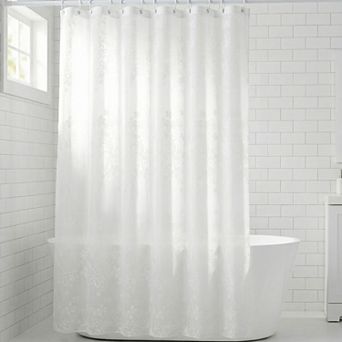 Translucent PEVA Shower Curtain Sets, Printed Bath Curtain with 12 Hooks, Elegant Bathroom Decor