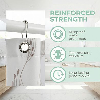 Semi Transparent EVA Shower Curtain, Waterproof Bath Shower Curtain Sets with 12 Hooks, Cute Pattern