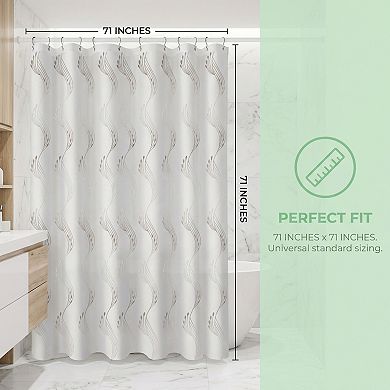 Semi Transparent EVA Shower Curtain, Waterproof Bath Shower Curtain Sets with 12 Hooks, Cute Pattern
