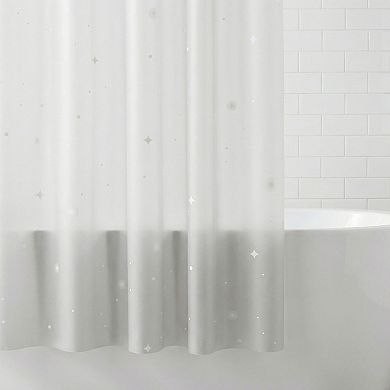 Semi Transparent Patterned PEVA Shower Curtain, Waterproof Shower Curtain Sets with 12 Plastic Hooks