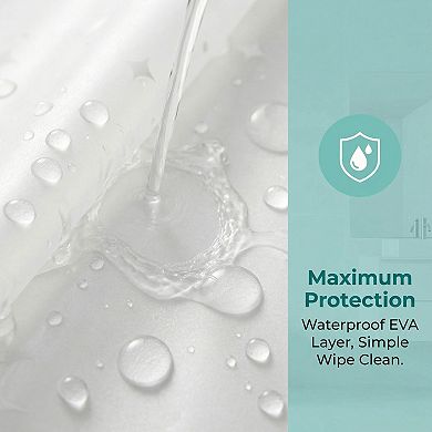 Semi Transparent Patterned PEVA Shower Curtain, Waterproof Shower Curtain Sets with 12 Plastic Hooks