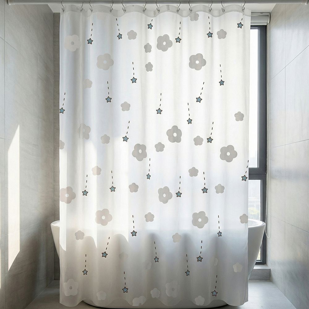 Semi Transparent Patterned PEVA Shower Curtain, Waterproof Shower ...