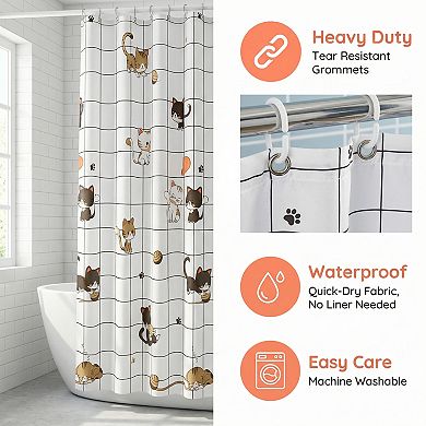 Printed Shower Curtain,Waterproof PEVA Bath Shower Curtain Sets with 12 Hooks for Bathroom Decor