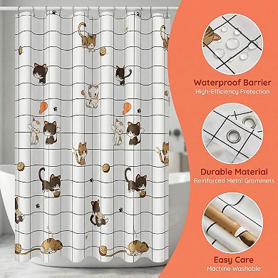 Printed Shower Curtain,Waterproof PEVA Bath Shower Curtain Sets with 12 Hooks for Bathroom Decor