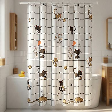 Printed Shower Curtain,Waterproof PEVA Bath Shower Curtain Sets with 12 Hooks for Bathroom Decor