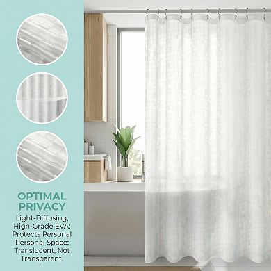 Waterproof PEVA Shower Curtain with 12 Hooks, Semi Transparent Privacy Protection