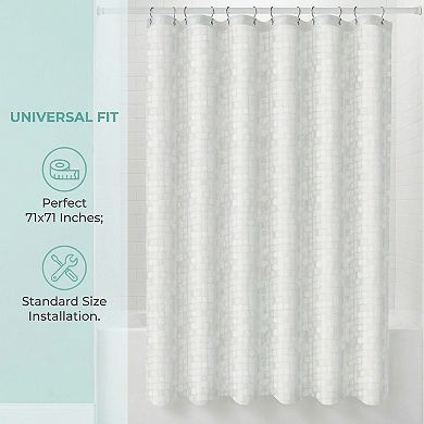 Waterproof PEVA Shower Curtain with 12 Hooks, Semi Transparent Privacy Protection