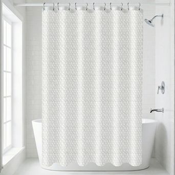 Waterproof PEVA Shower Curtain with 12 Hooks, Semi Transparent Privacy Protection