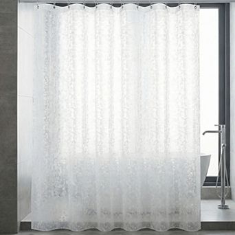 Waterproof PEVA Shower Curtain with 12 Hooks, Semi Transparent Privacy Protection