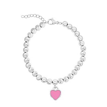 Beaded Pink Heart Bracelet