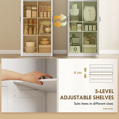 HOMCOM Kitchen Pantry Cabinet with Soft-Close Hinges Kitchen Cabinet