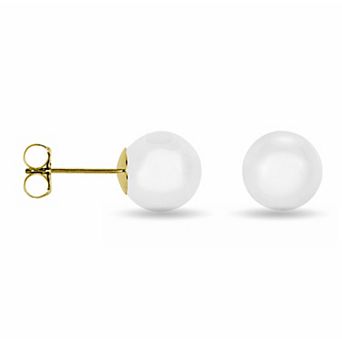 14K Yellow Gold Pearl Studs