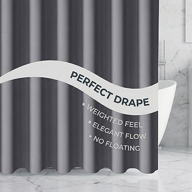 Solid Color Waterproof PEVA Shower Curtain Sets with 12 Plastic Hooks, Minimalist Modern Style