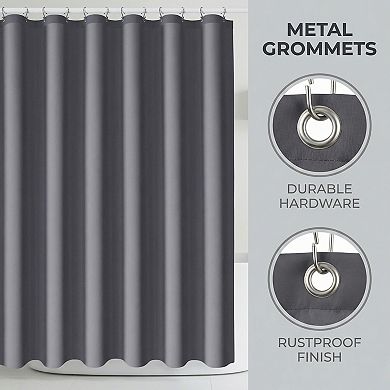 Solid Color Waterproof PEVA Shower Curtain Sets with 12 Plastic Hooks, Minimalist Modern Style