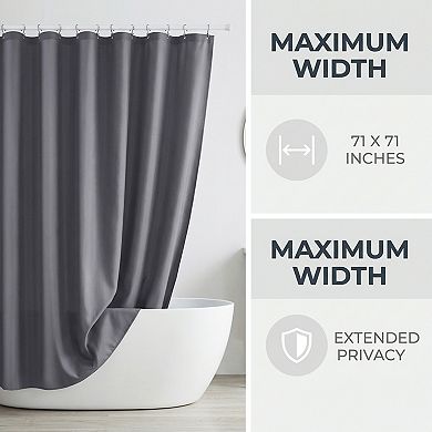 Solid Color Waterproof PEVA Shower Curtain Sets with 12 Plastic Hooks, Minimalist Modern Style