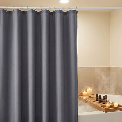 Solid Color Waterproof PEVA Shower Curtain Sets with 12 Plastic Hooks, Minimalist Modern Style